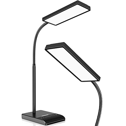 LEPOWER Desk Lamp, 800LM LED for Home Office, 12W Reading for Desk, Eye-Caring Light, Touch Table Gooseneck Lamp, 50 Lighting Modes, Bright for Bedroom, Study (Black)