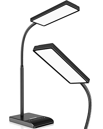 LEPOWER Black Desk Lamp - 800 Lumens Eye-Caring LED with Dimmable & Flexible Gooseneck