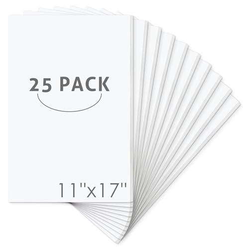 11x17 White Foam Core Boards Pack of 25 - 1/8" Thick Mounting and Craft Boards