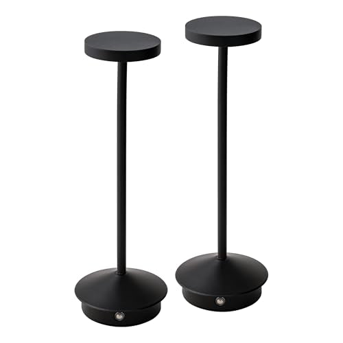 Orbit LED Cordless USB-C Re-Chargeable Desk Lamp, 5200mAh Battery Operated with 3 Color Temperature 2700K-3000K-3500K and Fingertip Touch On/Off Plus Dimming in Black (Pack of 2)