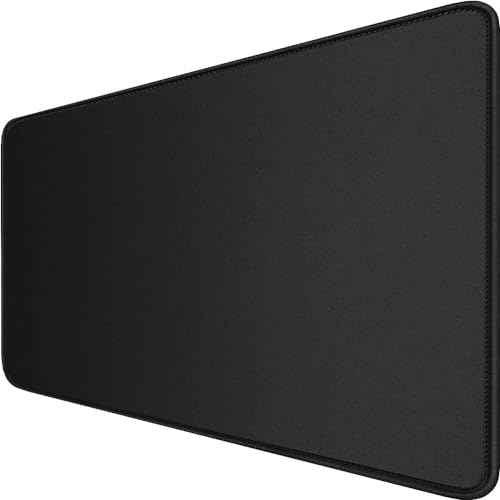Large Extended Gaming Mouse Pad with Stitched Edges, 47.3 X 23.6 in Desk Pad Durable Non-Slip Natural Rubber Base, Waterproof Computer Keyboard Mat for Esports Pros, Gamer, Desktop, Black