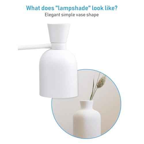 TORCHSTAR Metal Desk Lamp Aesthetic, Vase Shape Design, E26 Base, Max 60W Modern Goose Neck Task Desk Lamp with On/Off Switch, White, for Bedroom, Nightstand, Home Office, Bulb Not Included