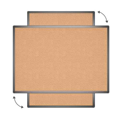 VIZ-PRO Cork Notice Board, 36 X 24 Inches, Cork Bulletin Board with Black Aluminium Frame