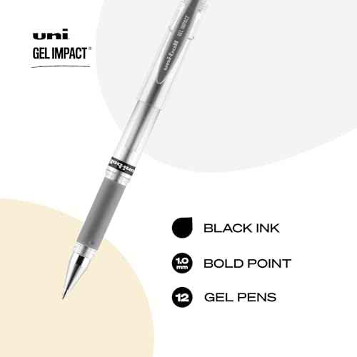 uniball Signo Gel Impact Pens, Bold Point (1.0mm), Silver Metallic, 12 Pack