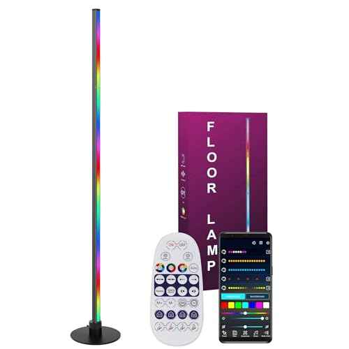 Smart RGB Corner Floor Lamp, 5.3FT Height LED Standing Lamp with APP/Remote Control, for Living Rooms, Bedrooms, and Gaming Rooms