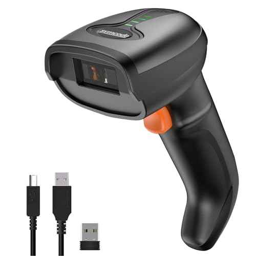 Bluetooth Barcode Scanner Versatile 3-in-1 (2.4Ghz Bluetooth6.0 Wireless+USB 2.0 Wired) Rechargeable symcode 1D Laser Barcode Reader USB Handheld Bar Code Scanner Wireless Barcode Reader