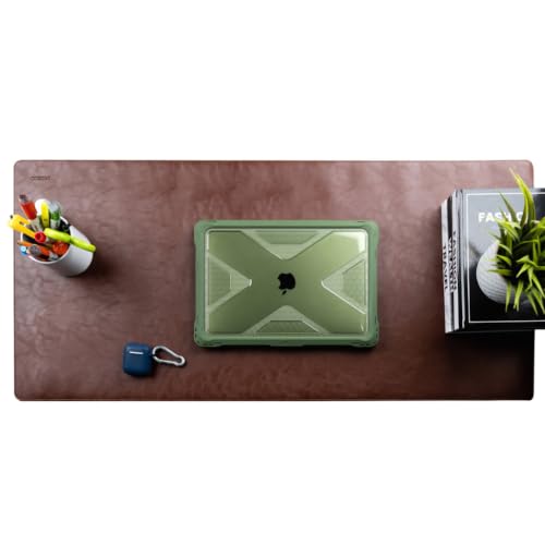 Cossini XL Brown Vegan Leather Desk Pad - Large Waterproof Mouse & Keyboard Mat