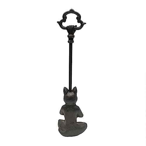 Treasure Gurus Heavy Cast Iron Yoga Cat Doorstop Carry Handle Door Stop Namaste Stopper Home Decor