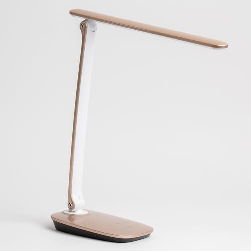 LED Desk Lamp, Bright, Dimmable LED Task Light with Touch Control, Adjustable Arm, Modern Desk Light with USB Charging Port for College Dorm Room, Classroom, Home Office, Beige