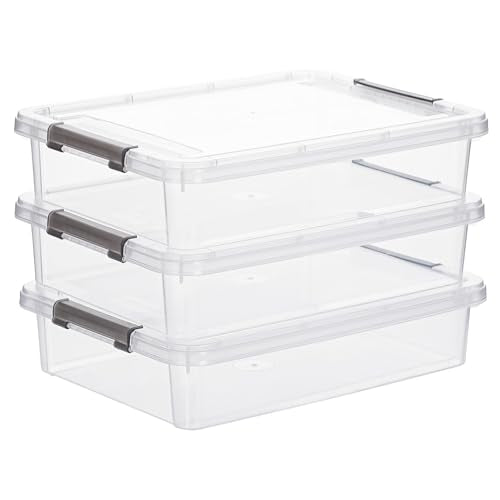 Citylife 3-Piece 5.3 Qt Stackable Plastic Storage Bins with Lids, Paper Organizer