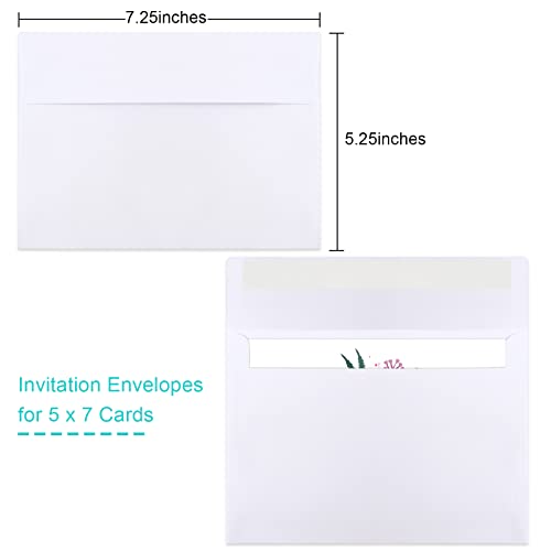 Joyberg White A7 (5.25x7.25in) Self-Seal Envelopes for Invitations & Mailing, 50 Pack