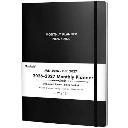 2026-2027 Monthly Planner/Calendar - 2 Year Calendar 2026-2027, Jan. 2026 - Dec. 2027, 9'' ¡¿ 11'', 24 Months Planner with Embossed Cover, Inner Pocket, Premium Paper, Elastic Closure