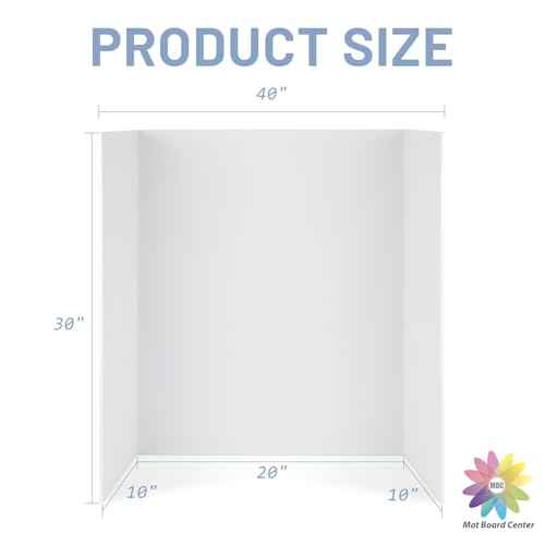 Mat Board Center - Foam Board Trifold 20x30 x3/16" - 4 Pack - Large Poster Foam Core Board, Acid Free, Double Sided, Posterboard Foamboard for Mounting, Prints, Art, Display, Presentation and Projects