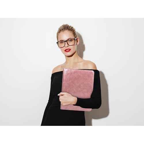 AZXCG Padfolio for Women,Vegan Leather Padfolio with 3 Ring Binder,Professional Business Portfolio Organizer,Multi-Pocket Leather Binder for Meeting/Interview