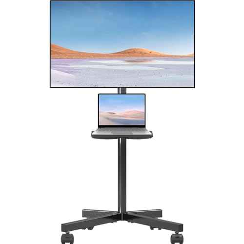 suptek Mobile TV Cart for 21-60 Inch LCD LED Flat/Curved Panel Screen TVs Max VESA 400x400 with Laptop Shelf Holds up to 77lbs, ML55B