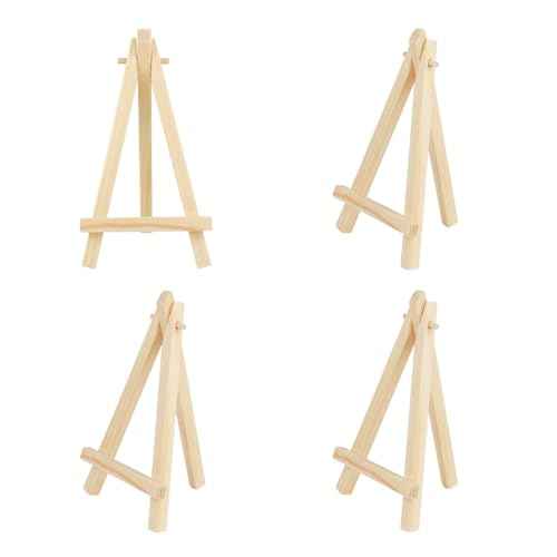 4 Pack Easel Display Stand Mini Wood Display Easels for Painting Artist Tabletop Holder Mini Wooden Easels for Photos Art Crafts Natural Wood Easels for Small Canvases Displaying