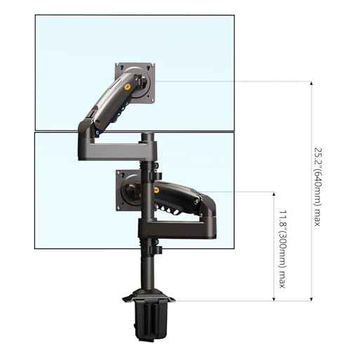 NB North Bayou Dual Monitor Desk Mount Stand Full Motion Swivel Computer Monitor Arm Fits 2 Screens up to 27'' with Load Capacity 4.4~19.8lbs for Each Monitor H180-G