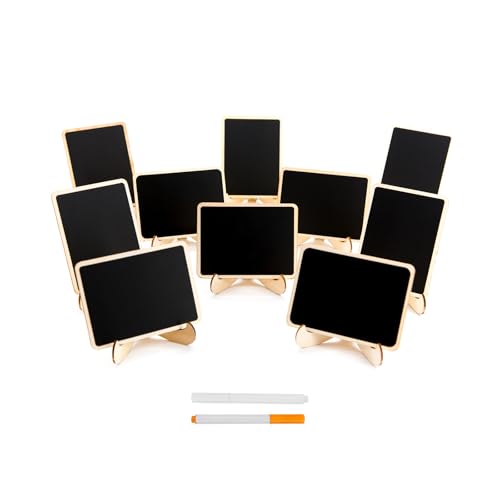 Small 10 Pack Mini Chalkboards Signs with Easel Stand for Weddings Parties and Events