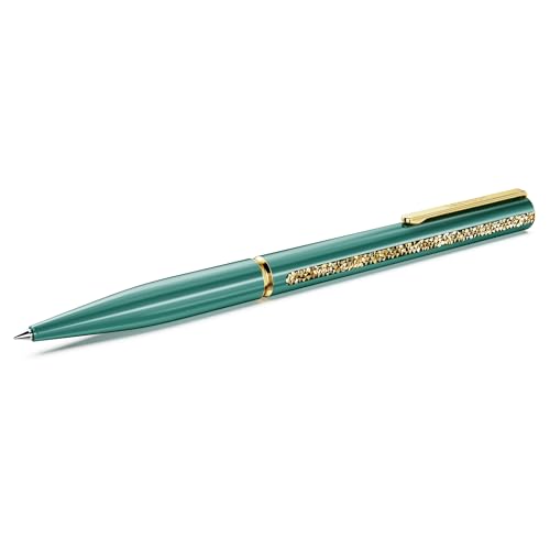 Swarovski Crystal Shimmer Glide ballpoint pen, Green, Green lacquered, Gold-tone finish