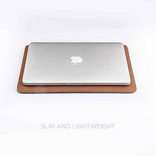 Comfyable Laptop Sleeve 13 Inch Precisely Compatible with MacBook Air M4 2025-2018 & MacBook Pro M2 2022 M1 2020-2016, Faux Leather Cover Case, Brown