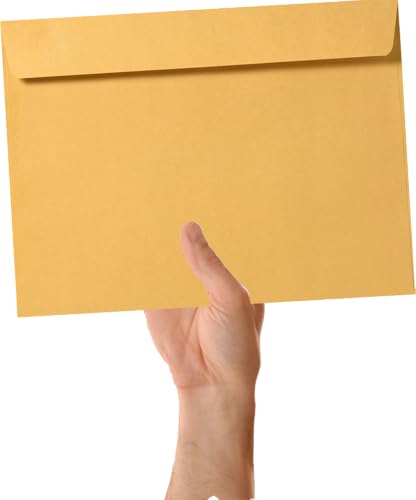 50 Pack LUXPaper 10x15 Brown Kraft Booklet Envelopes for Business & Mailing - 28lb