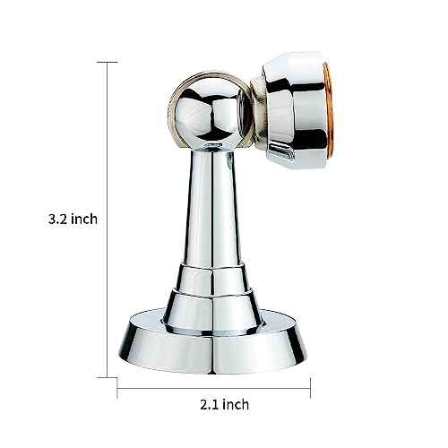 Magnetic Door Stop Brass Heavy Duty Door Stopper Keep Door Open Door Catch Holder with Screws for Wall & Floor Mount, 2P, Bright Chrome