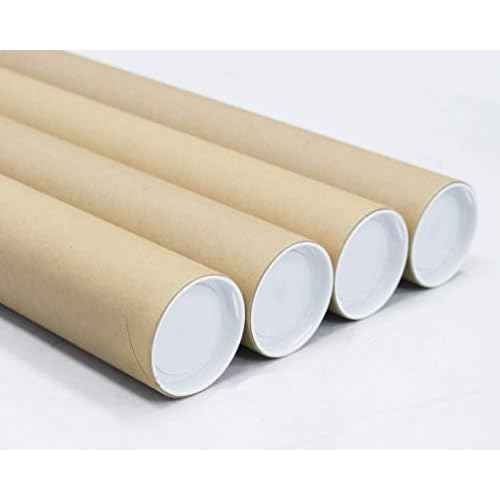 MagicWater Supply Mailing Tube - 3 in x 24 in - Kraft - 4 Pack - for Shipping and Storage of Posters, Arts, Crafts, and Documents