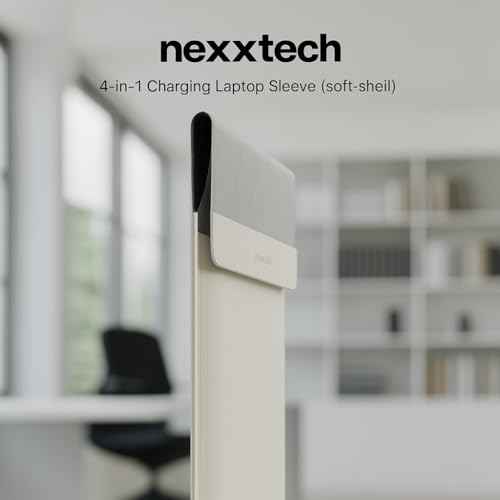 4-in-1 Laptop Sleeve/Case with Mag Safe Charging, PU Leather (15-16inch) Tech Folio | Dove (White) | Soft Shell (Foldable)