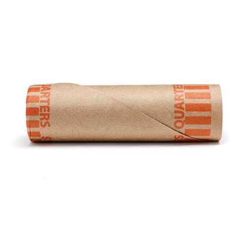 Huron Crimped Quarter Coin Wrapper, $10 Roll Orange (1000 pcs)