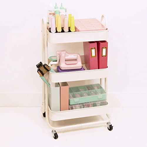 Craftelier - Metal Organization Trolley with 3 Trays | 4 Swivel Castors 360¨¬ with Brakes | Max. Tray Load 2,99 kg | Distance Between Trays 25,5 cm | Size 78 x 40 cm - Color White