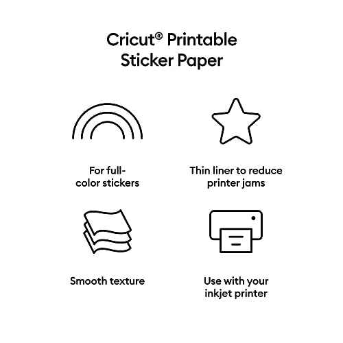 Cricut Printable Sticker Paper - 50 count, US Letter Size (8.5in x 11in)