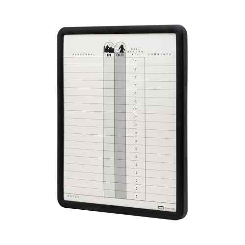Quartet In/Out Board, 11" x 14", DuraMax Porcelain, In and Out Board, 18 Names, Classic Gray, Black Frame (750)