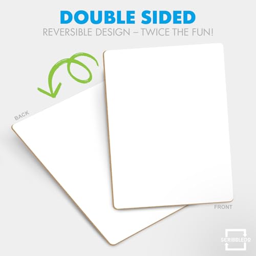 Set of 12 Small White Board Dry Erase Boards Classroom Pack Mini White Boards 9"x12¡± Double Sided Personal Whiteboards for Students Teachers School Supplies Lapboards l 12 Mini Whiteboard Erasers Incl