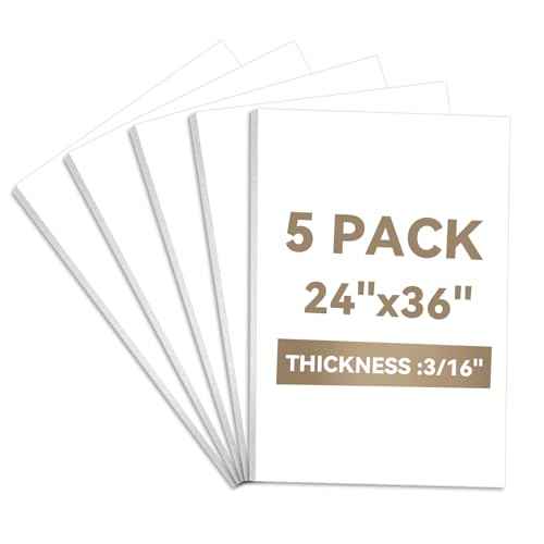 24x36 White Foam Boards (3/16" Thick), 5 Packs, Perfect for Signage, Displays, Backdrops, DIY Projects & Office Use