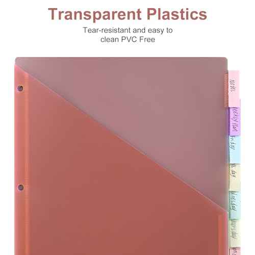 Bulk 12 Packs 8-Tab Binder Dividers with 2 Pockets, 96 Counts Binder Dividers Index for 3 Ring Binders, 8 Pastel Colors, US Letter Size (12)