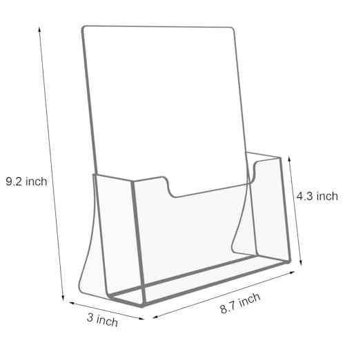NIUBEE Acrylic Brochure Holder 8.5 x 11 inches 2 Pack, Clear Acrylic Literature Holder Plastic Flyer Display Stand, Acrylic Countertop Organizer for Magazine, Pamphlet, Booklets, Menu, Journals