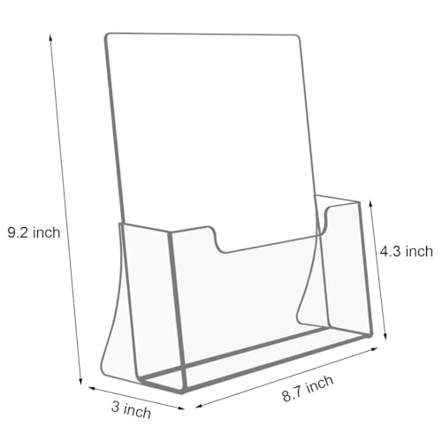 NIUBEE Acrylic Brochure Holder 8.5 x 11 Inches - 2 Pack, Clear Display Stand