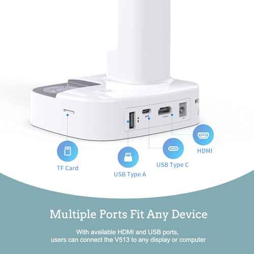 JOYUSING V513 HDMI/USB 13MP Dual Mode Document Camera for Teacher, Auto Focus, LED Light for Real-time Projection, Video Recording, Distance Learning, Works with and Without a Compute