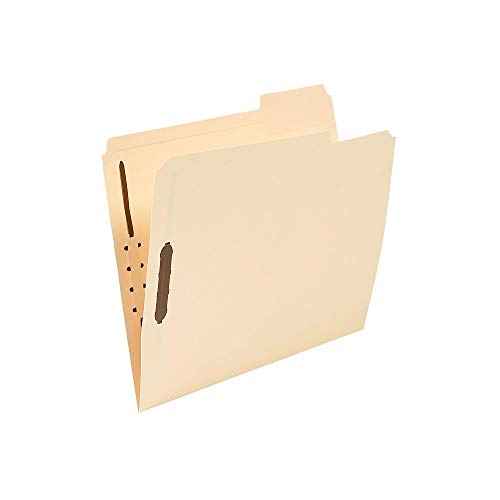 Staples Reinforced Fastener Folders, Letter, Manila, 50/Box