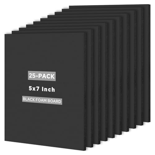 Golden State Art Foam Boards 5x7 Black 25 Pack 3/16 Inch Thick for Crafts & Projects