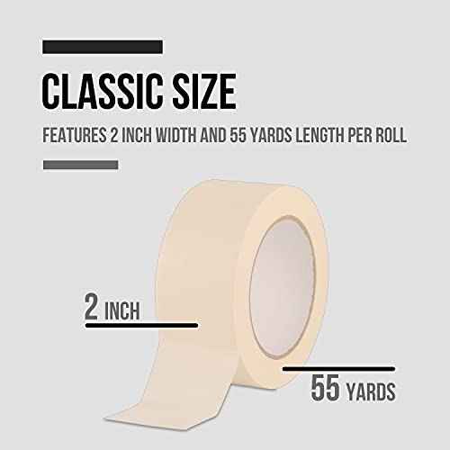Lichamp Wide Masking Tape 2 inches, 10 Pack General Purpose Masking Tape Bulk Multipack for Basic Use, 1.95 inches x 55 Yards x 10 Rolls (550 Total Yards)