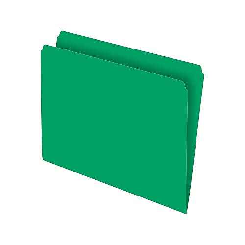 Staples 509653 Top-Tab File Folders Straight-Cut Tab Letter Size Green 100/BX