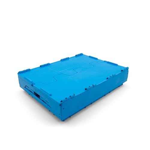 Collapsible 35 Liter Heavy Duty Storage Bin / Foldable & Stackable Utility Crate With Attached lockable Lid (2 PACK)