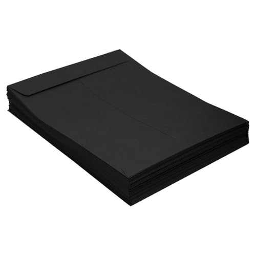 LUXPaper 9 x 12 Black Open End Envelopes 50 Pack Peel & Press Self-Seal