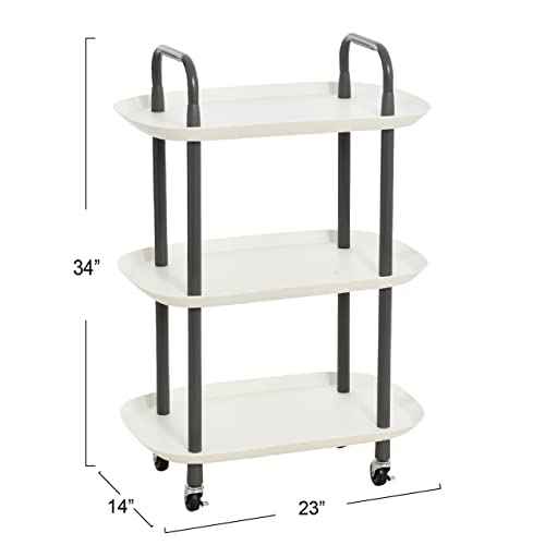 Main + Mesa Modern Plastic and Metal 3-Tier Trolley, White and Dark Grey