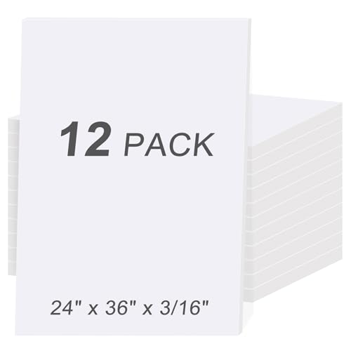 MYFAMIREA 12 Pack White Foam Boards 24x36 Inches - Acid-Free Craft & Presentation Sheets