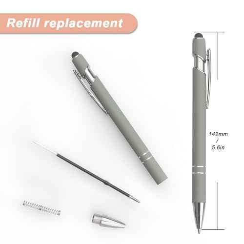 Bribobo Ballpoint Pen 2-in-1 Stylus Retractable Ballpoint Pen with Stylus tip, Metal Stylus Pen for Touch Screens, 1.0 mm Black Ink (Pastel Color) 6 Pack