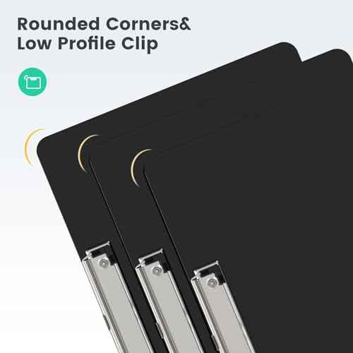Horizontal Plastic Clipboards, Black Clip Board 8.5x11 for Classroom, Students, Kid, Size 9 x 12.5 in, Landscape Layout, Office & School Supply(Pack of 30)