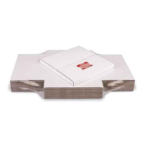 White Vinyl Record Mailers 12.8x12.8x1 inch LP Mailing Corrugated Cardboard Boxes, Easy Fold, Multi Depth Album Shipping Boxes with Fragile Stickers, 15 Pack