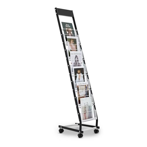 VEVOR 6-Tier Narrow Metal Brochure Display Rack on Wheels, 12.8" Wide